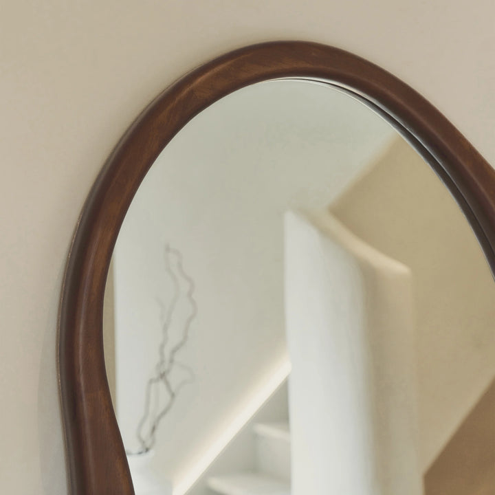 Arcurva - Large Full Length Dark Wood Irregular Mirror