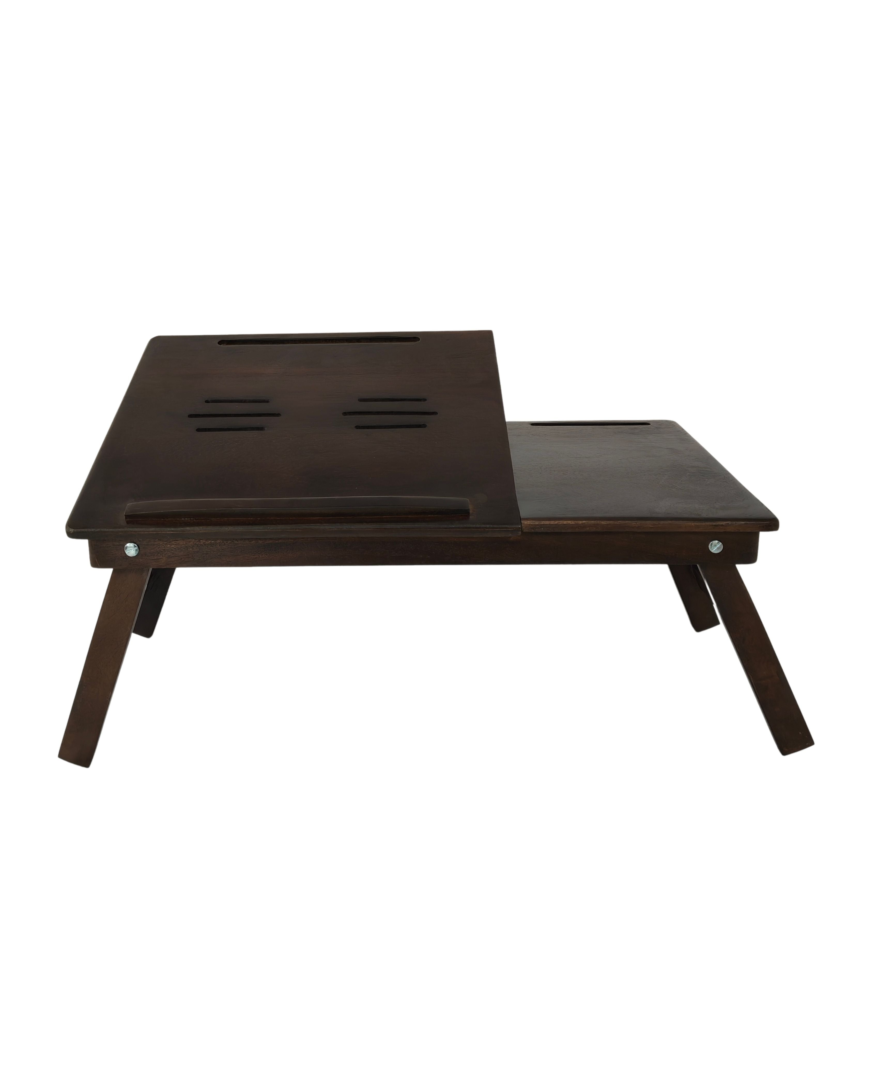 Premium Dark Wooden Laptop Table with Phone Holder