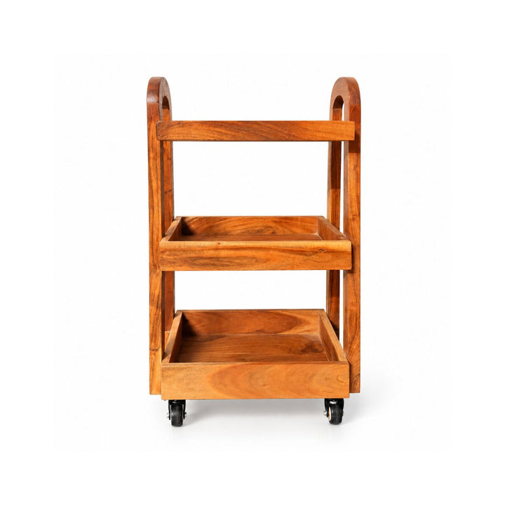 Honeywood Artisan Solid Wood Trolley with Sculpted Handles