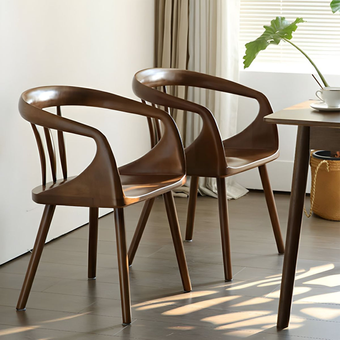 Scandinavian Sloped Arm Wood Chair