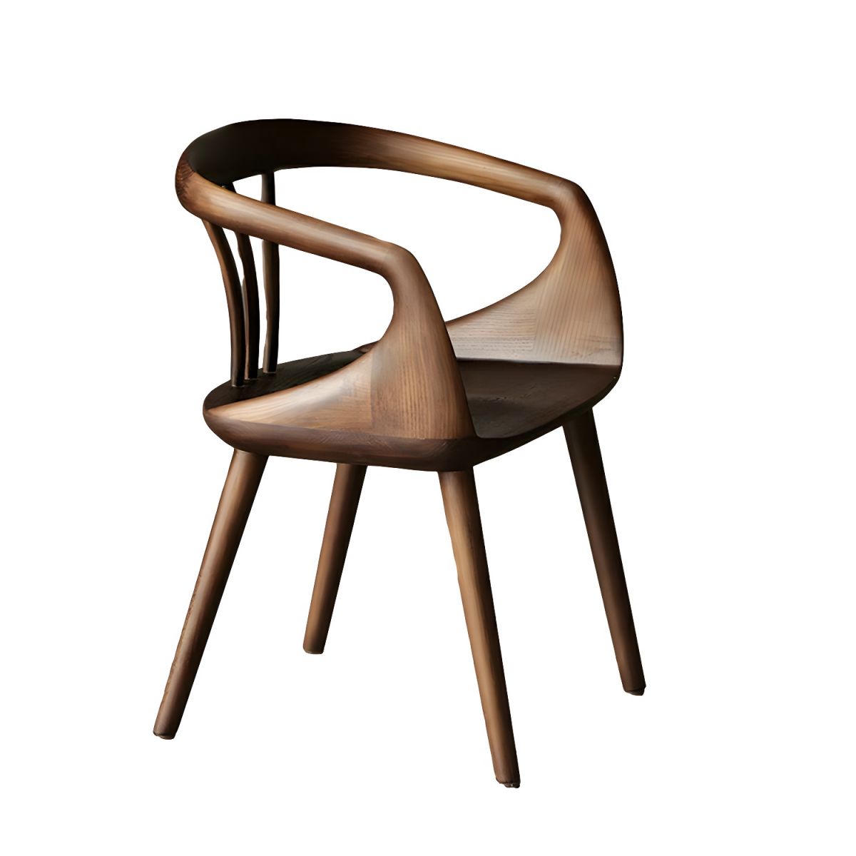 Scandinavian Sloped Arm Wood Chair