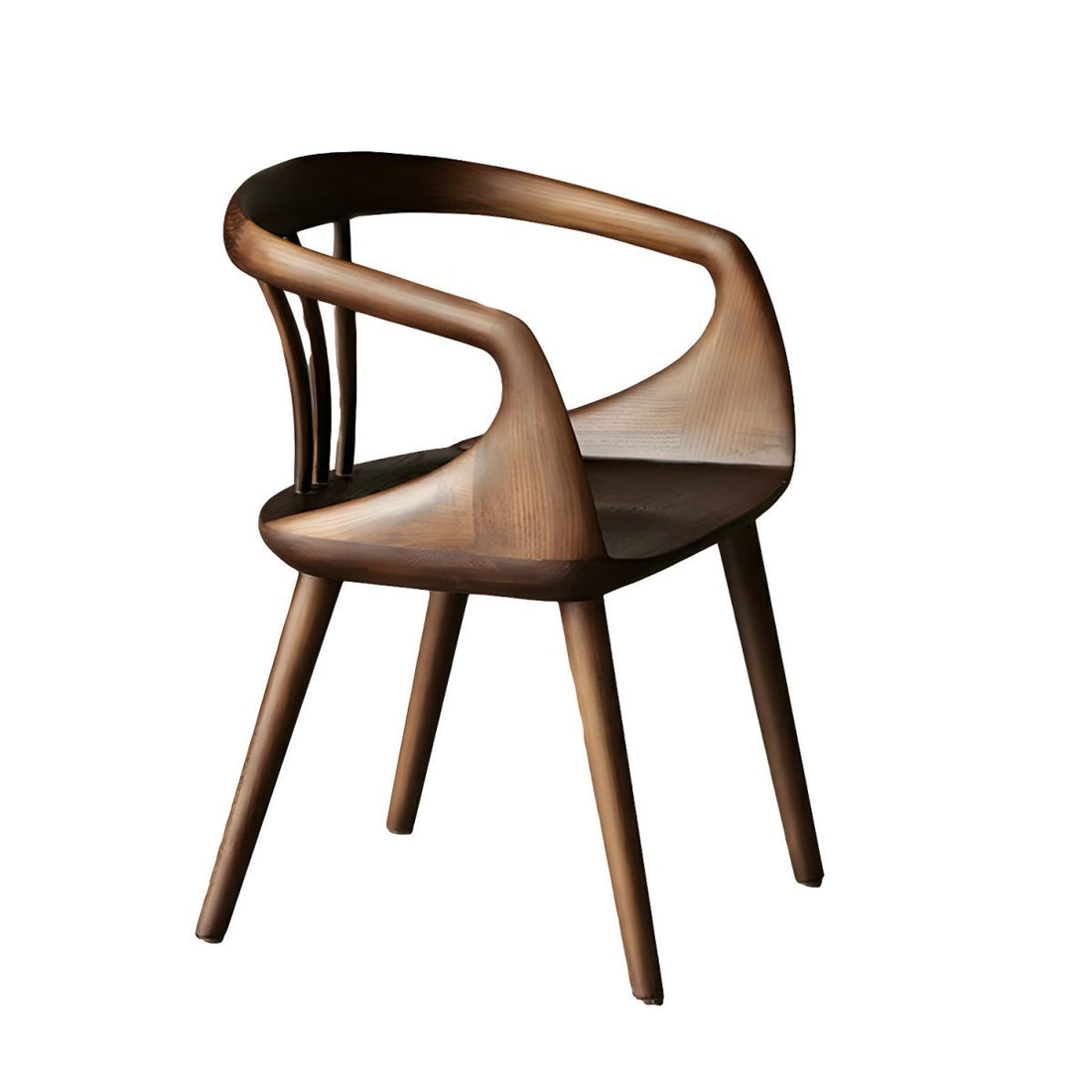 Scandinavian Sloped Arm Wood Chair
