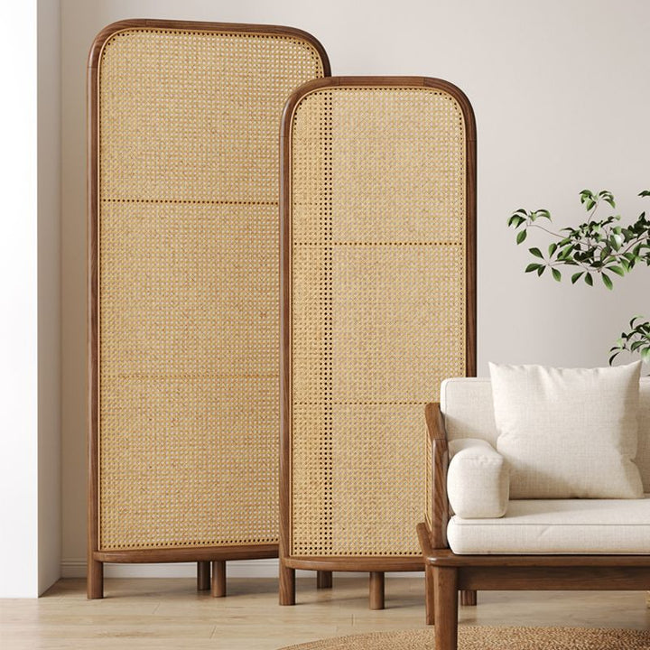 Scandinavian Style Brown Rattan Single Panel Room Divider