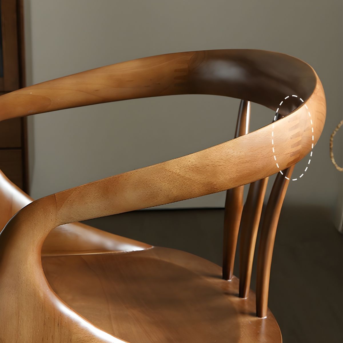 Scandinavian Sloped Arm Wood Chair