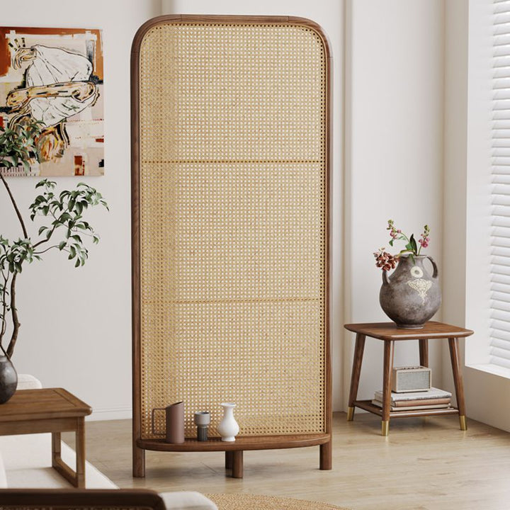 Scandinavian Style Brown Rattan Single Panel Room Divider