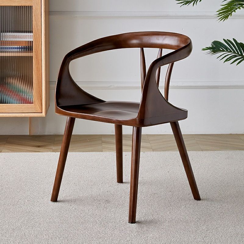 Scandinavian Sloped Arm Wood Chair