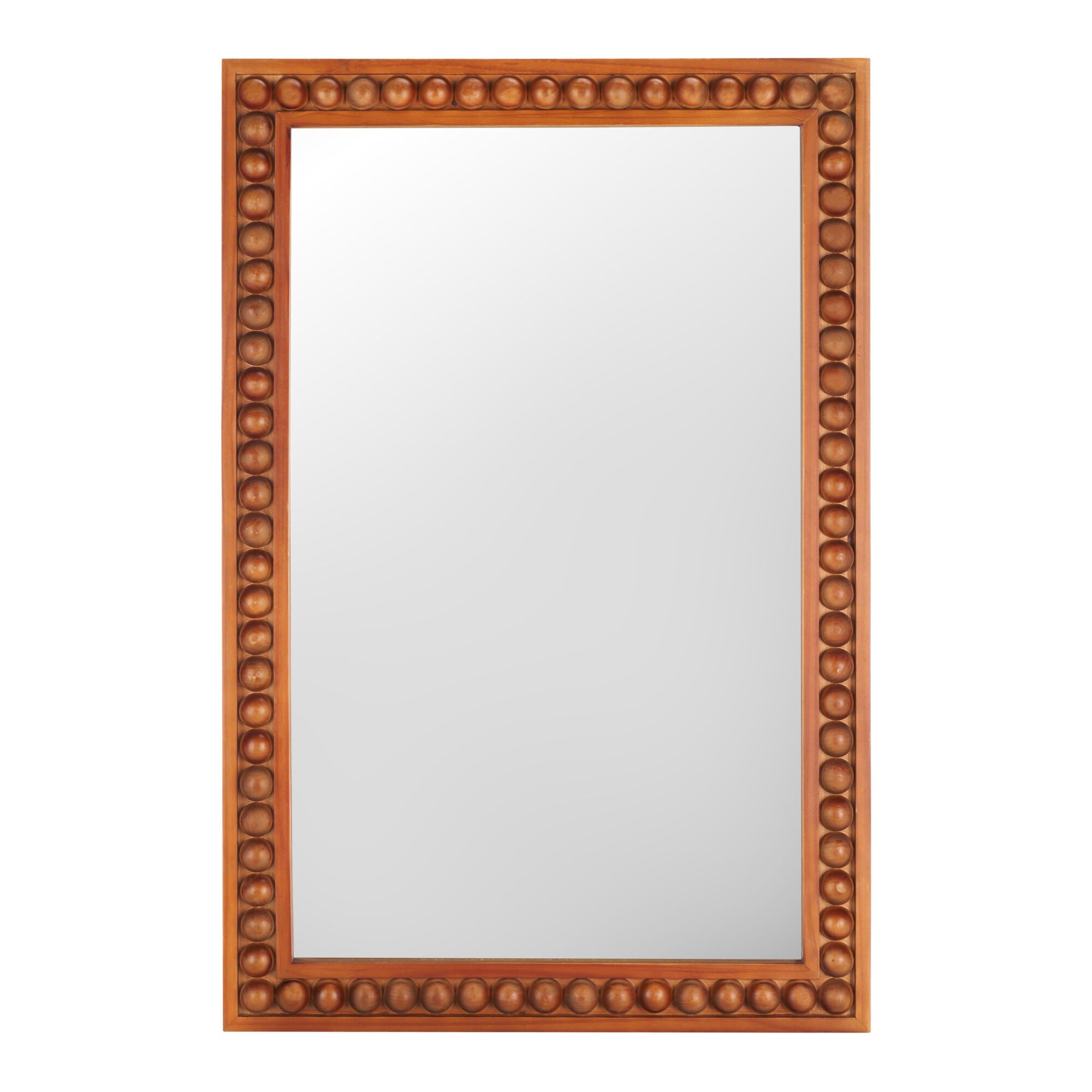 Carved Wood Bead Wall Mirror