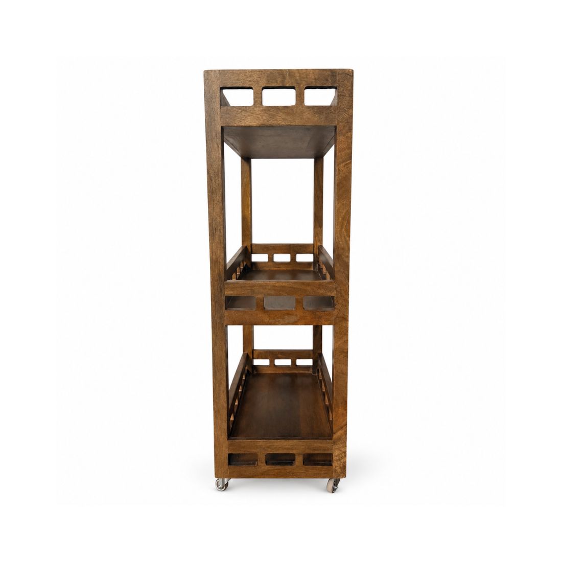 Rustic Craft Solid Wood 3-Tier Utility & Serving Trolley