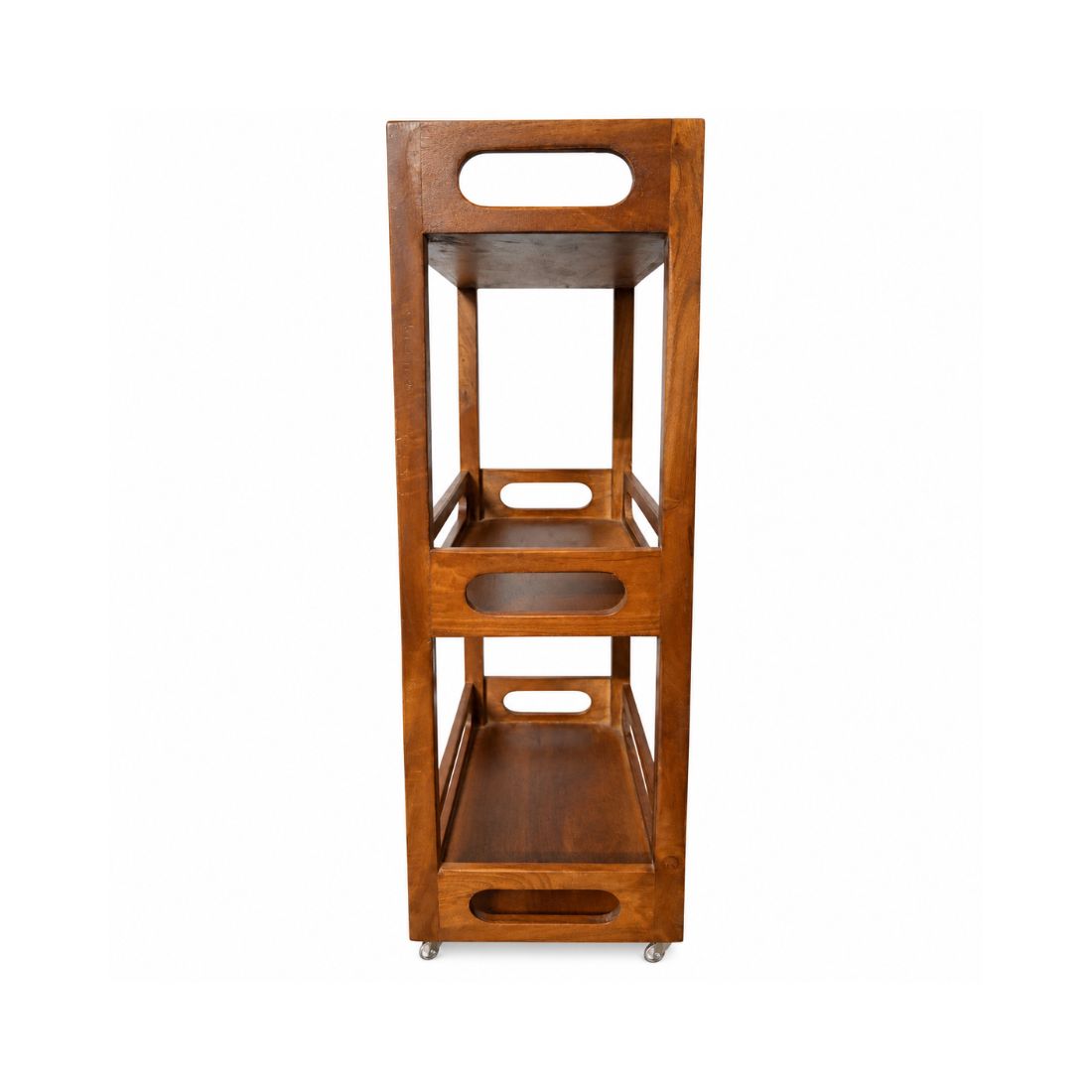Walnut Luxe Solid Wood 3-Tier Storage & Serving Trolley