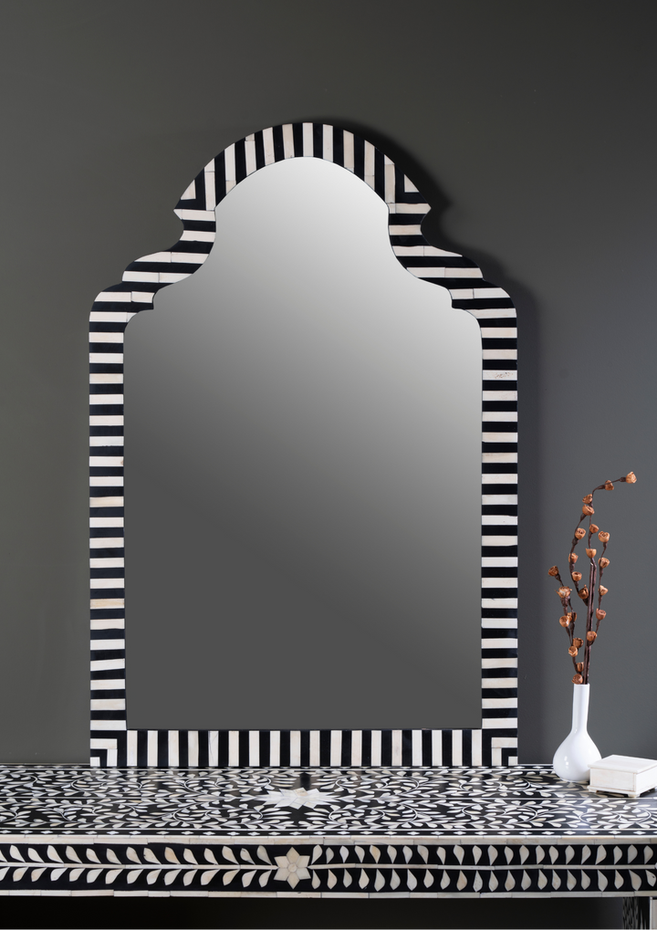 Noir Stripe Arch Inlay Wall Mirror