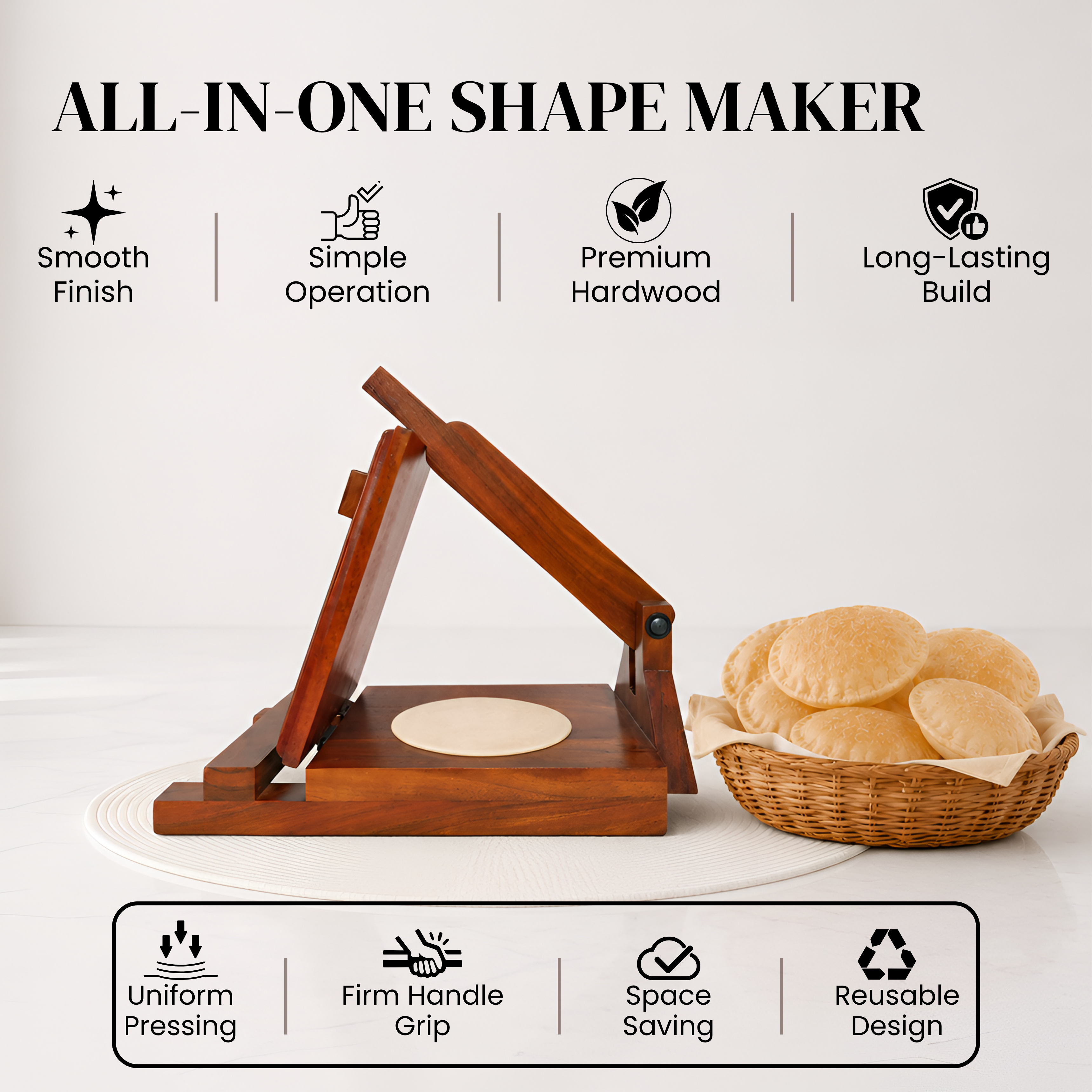Classic Handcrafted Wooden Roti Maker