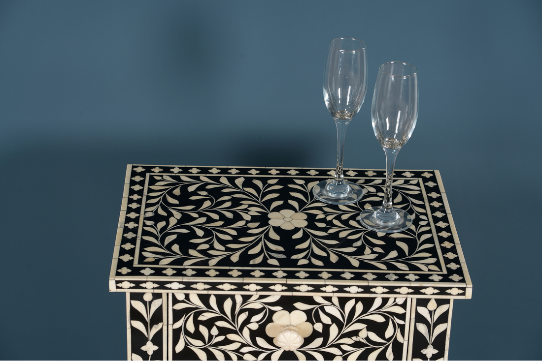 Noir Bloom Inlay side Table