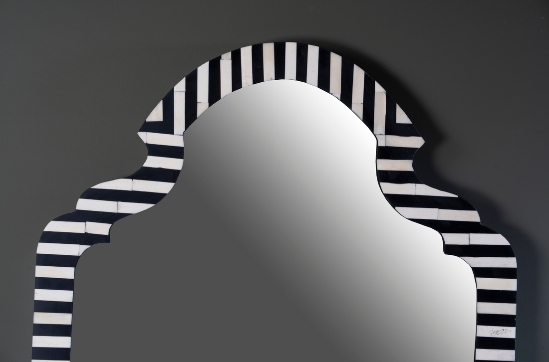Noir Stripe Arch Inlay Wall Mirror