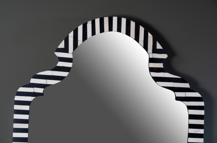 Noir Stripe Arch Inlay Wall Mirror