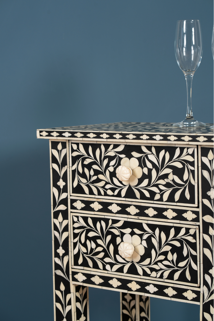 Noir Bloom Inlay side Table