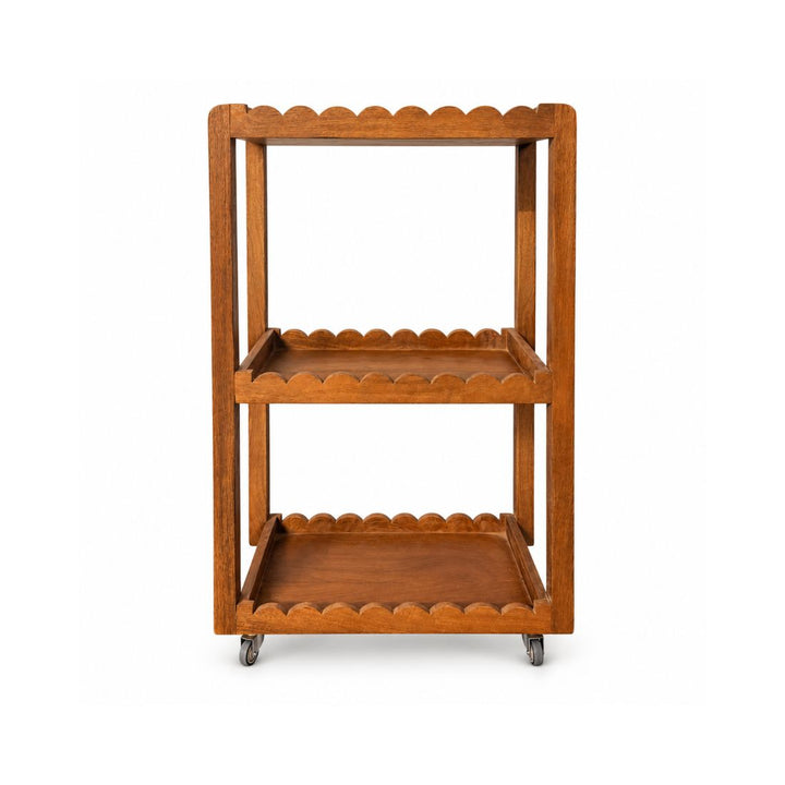 Rustic Aura Handcrafted Solid Wood Decorative Trolley