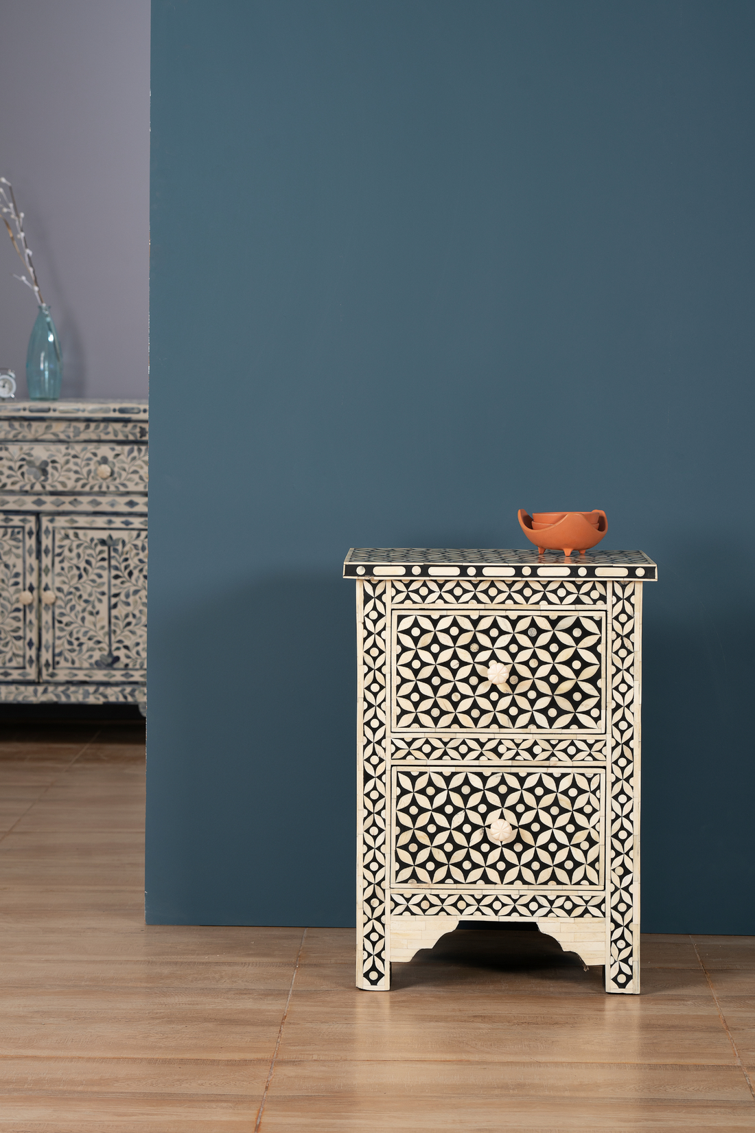 Noir Geo Inlay Bedside Chest