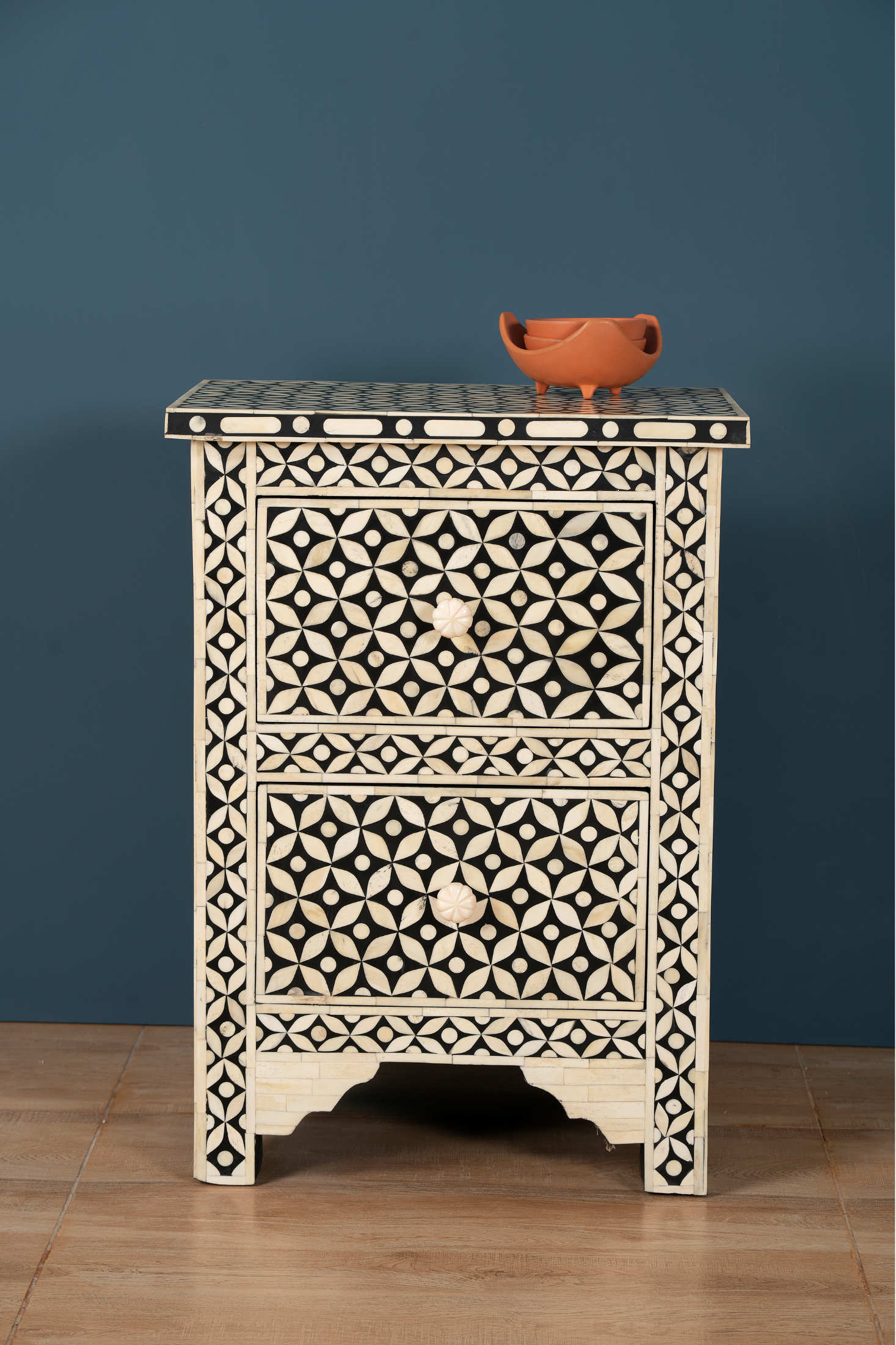 Noir Geo Inlay Bedside Chest