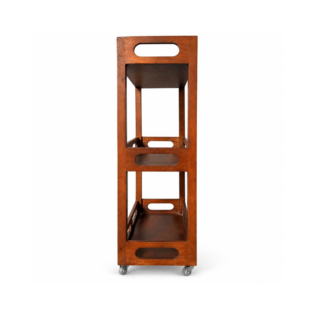 Walnut Elegance Solid Wood 3-Tier Serving & Storage Trolley