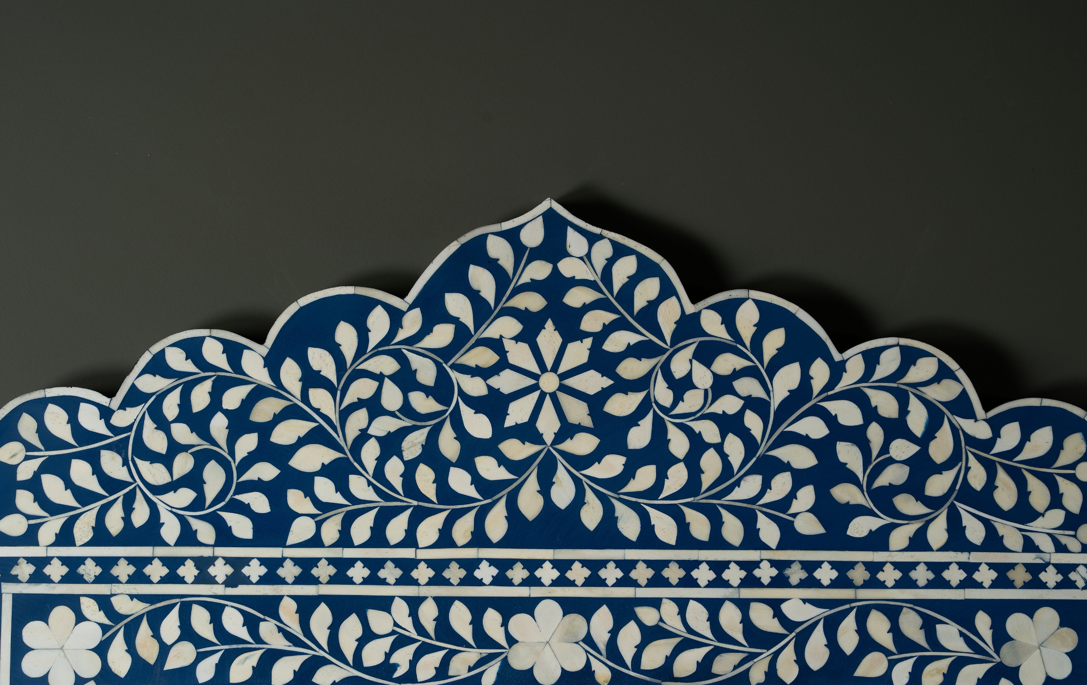 Azure Blossom Crown Inlay Wall Mirror