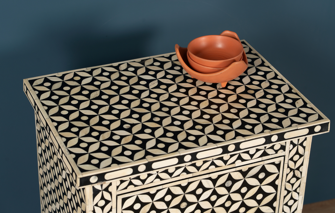 Noir Geo Inlay Bedside Chest