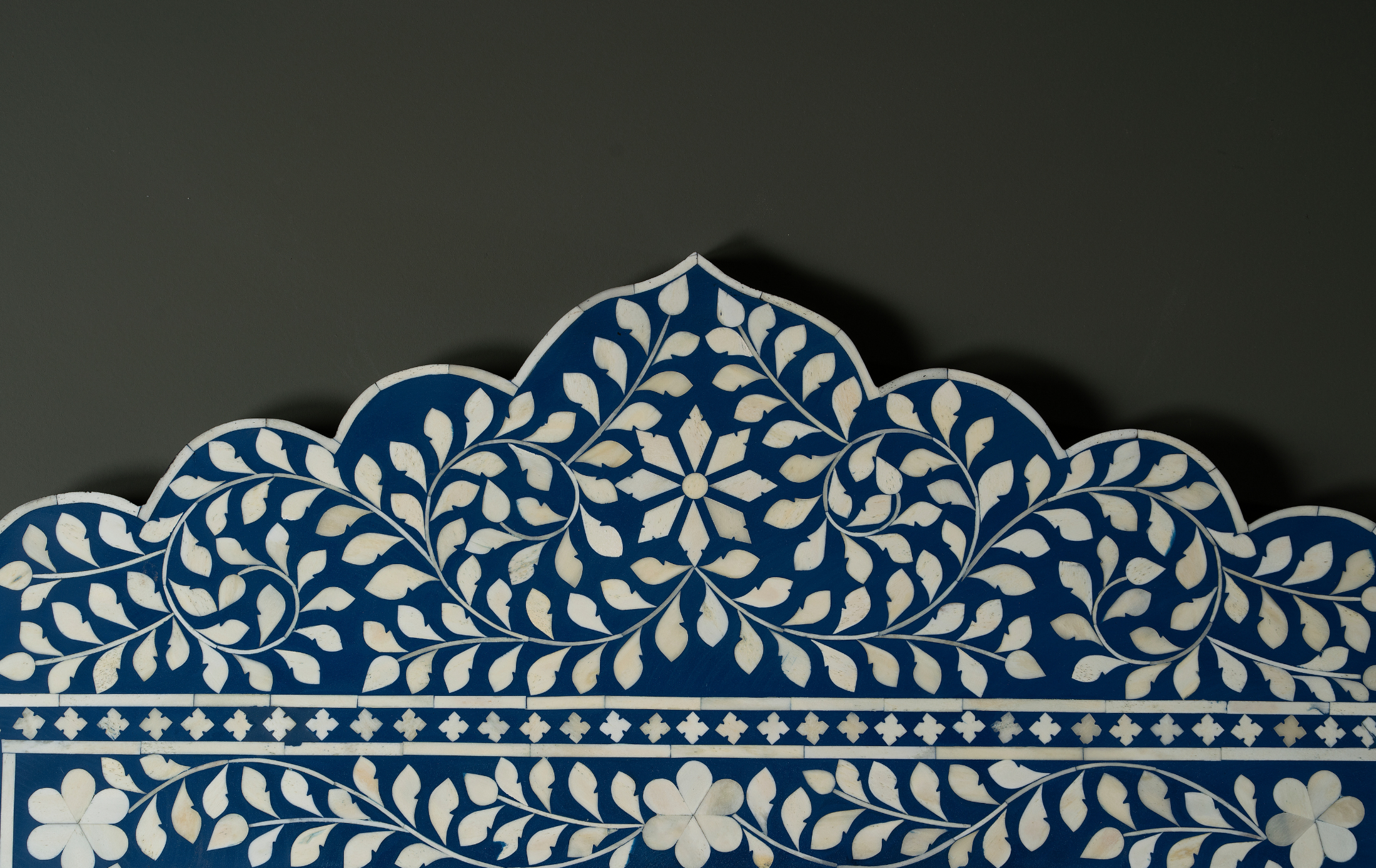 Indigo Vine Crest Inlay Wall Mirror