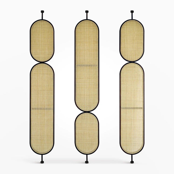 Wooden Rattan Room Divider