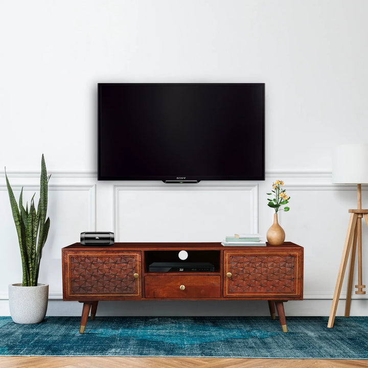 Full Height TV Unit in Honey Finish Colour