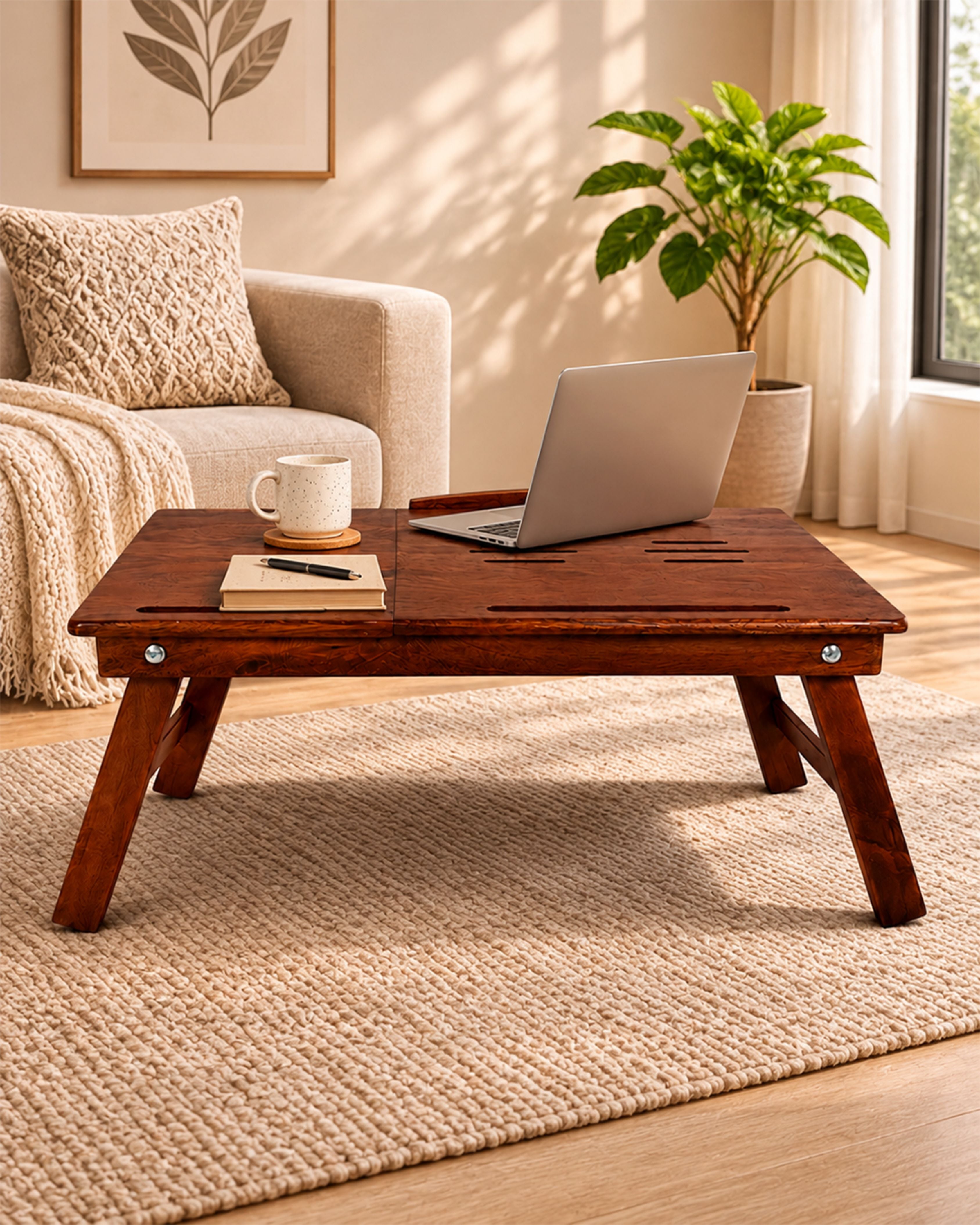 Wooden Laptop Table – Premium Foldable Workstation
