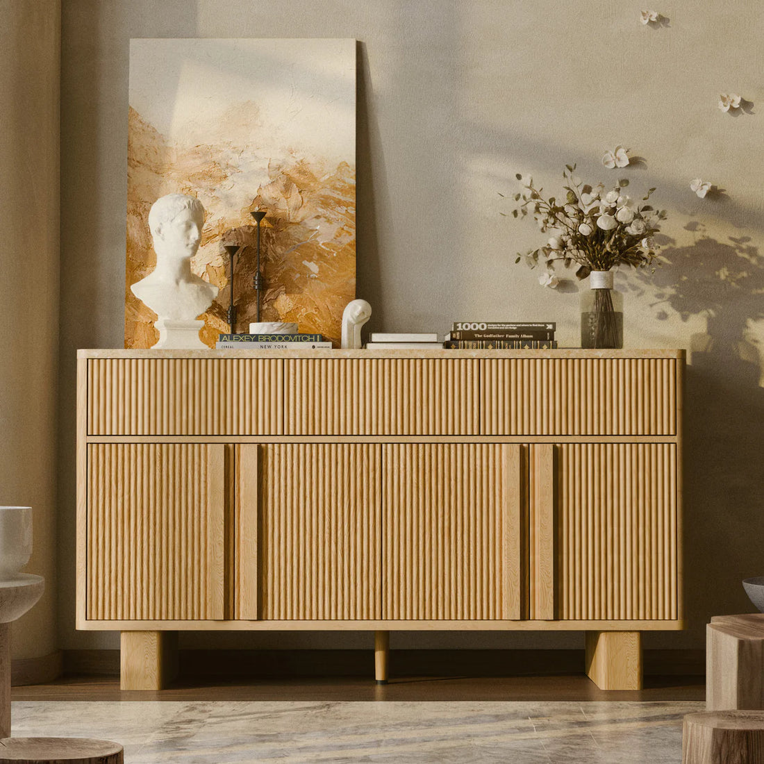 Wide Modern Sideboard Buffet Cabinet with Storage