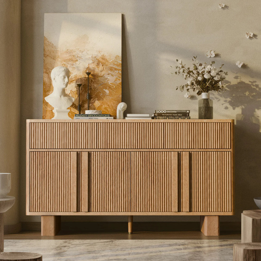 Wide Modern Sideboard Buffet Cabinet with Storage