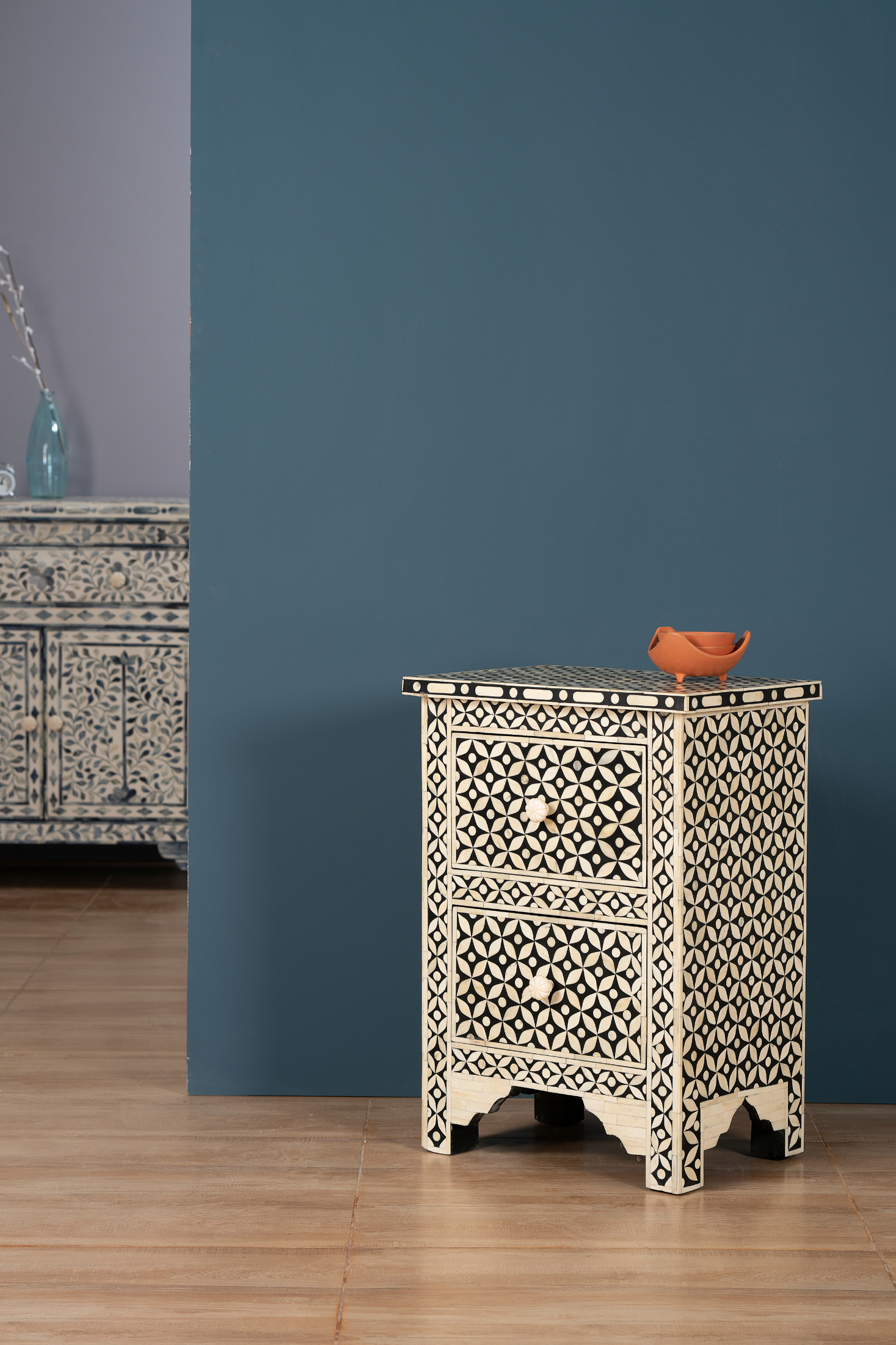 Noir Geo Inlay Bedside Chest