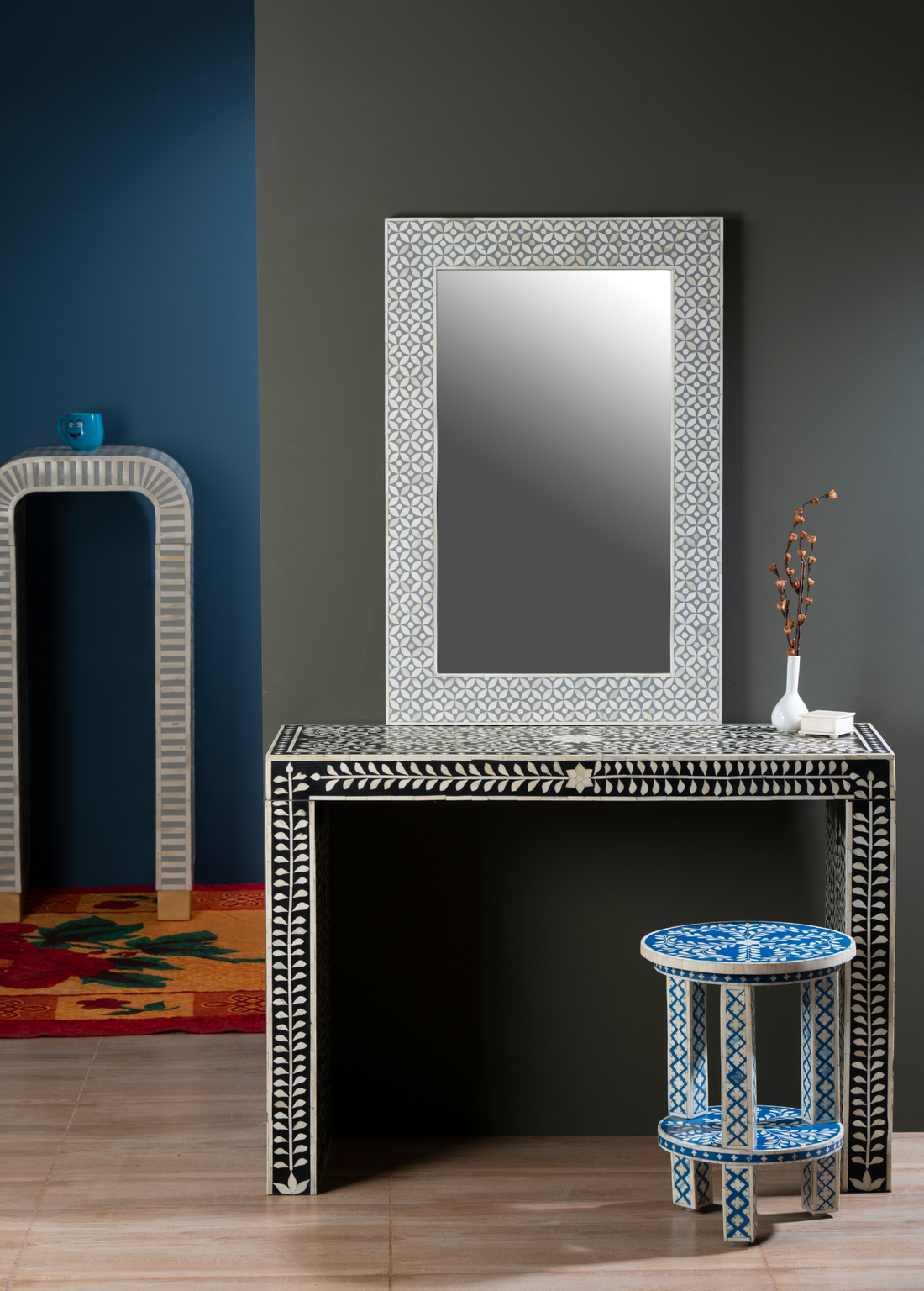 Ivory Tessera Inlay Wall Mirror