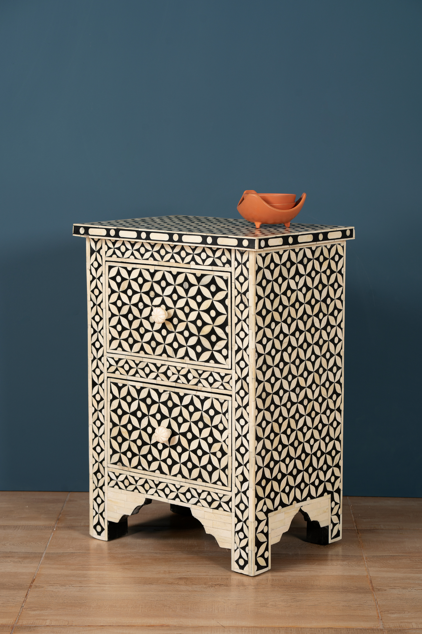 Noir Geo Inlay Bedside Chest