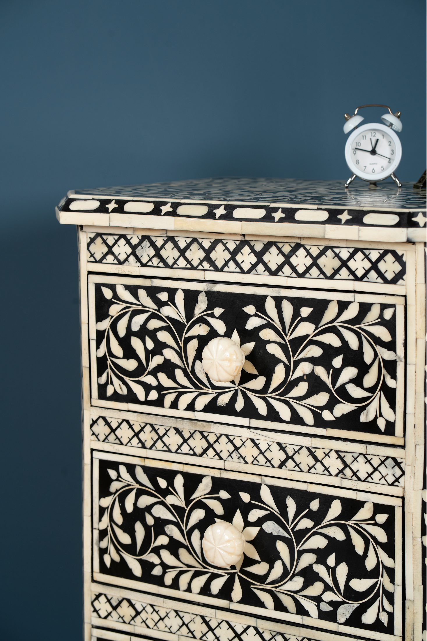 Noir Blossom Inlay Chest of Drawers