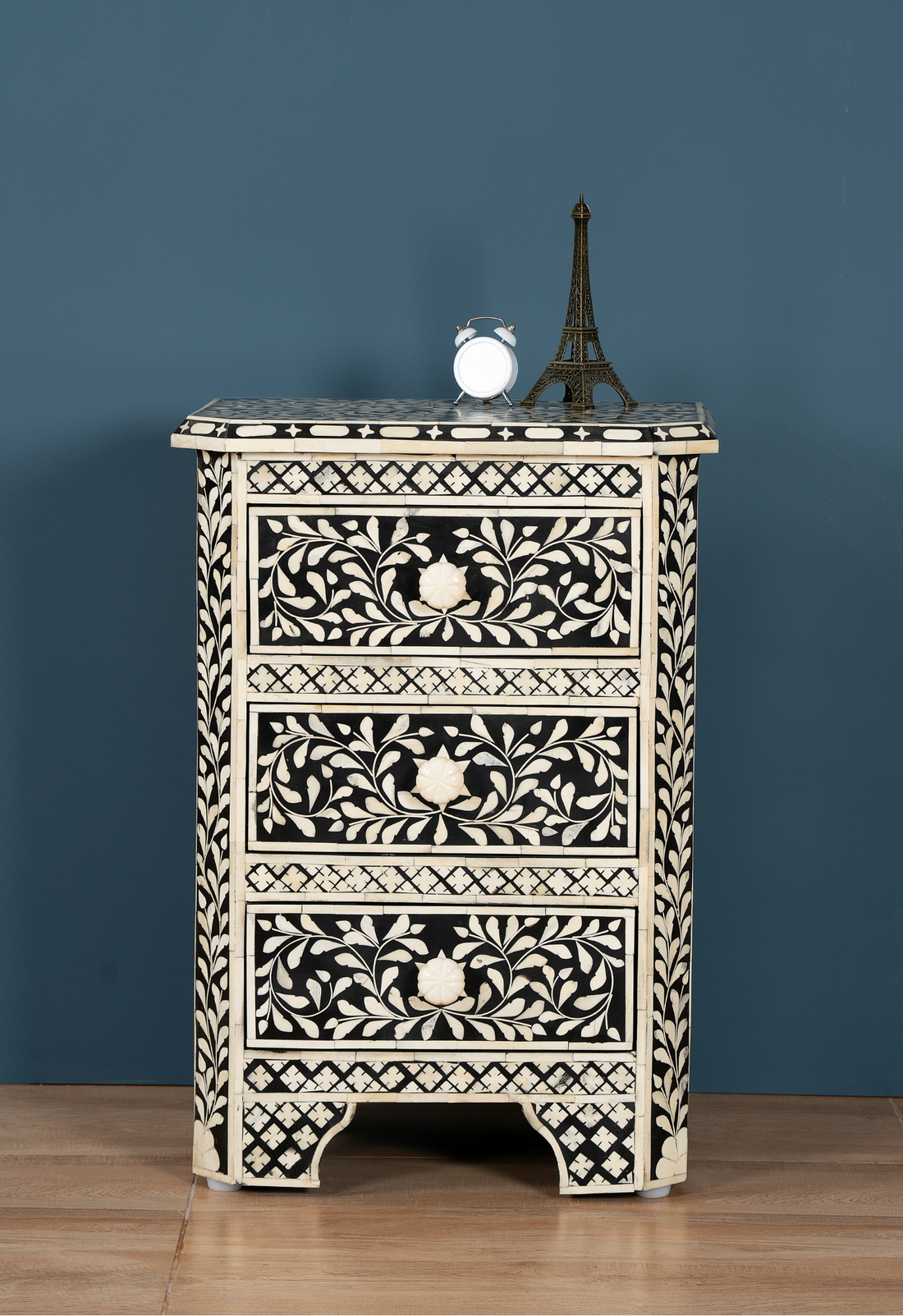Noir Blossom Inlay Chest of Drawers