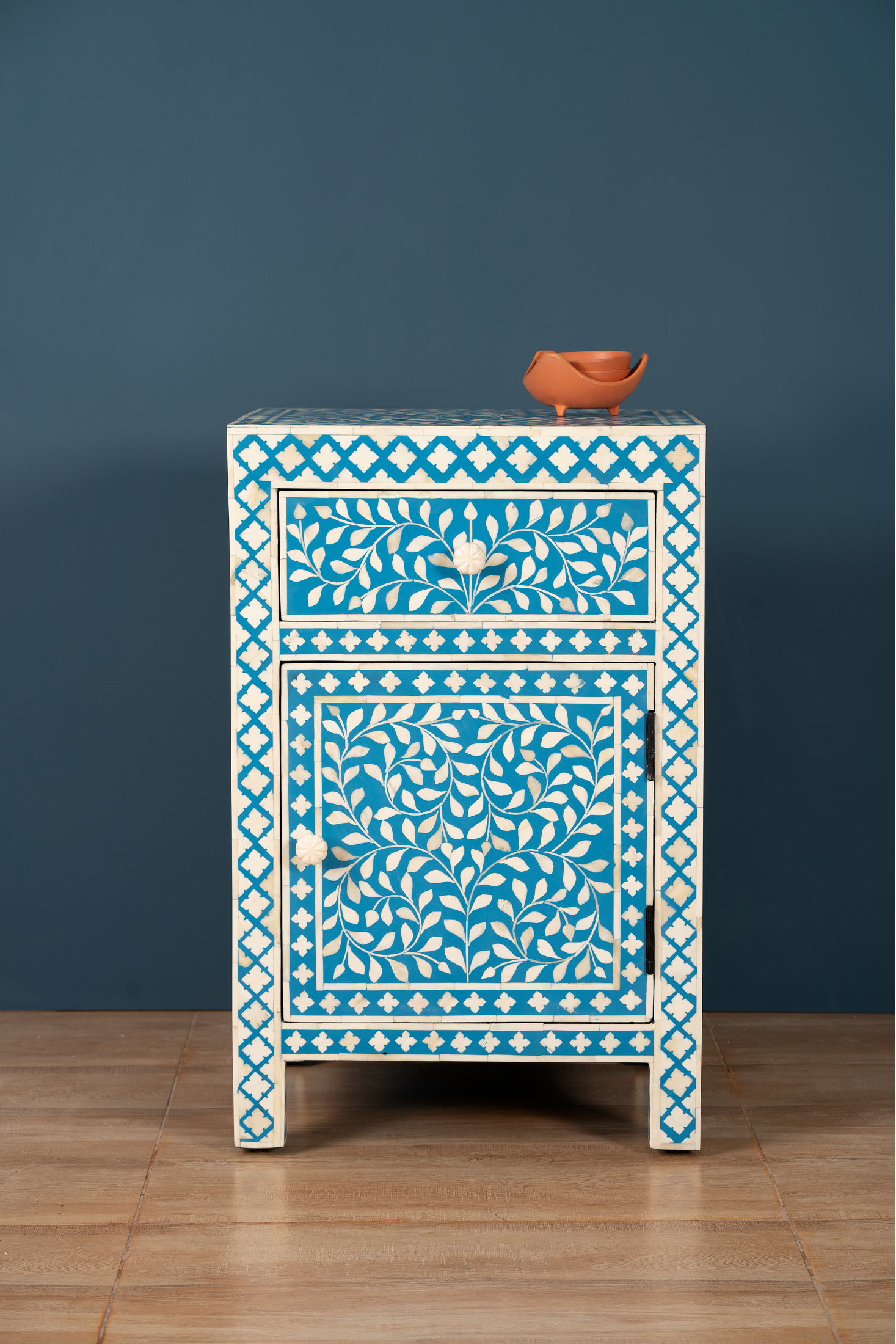 Azure Vine Inlay Bedside Chest