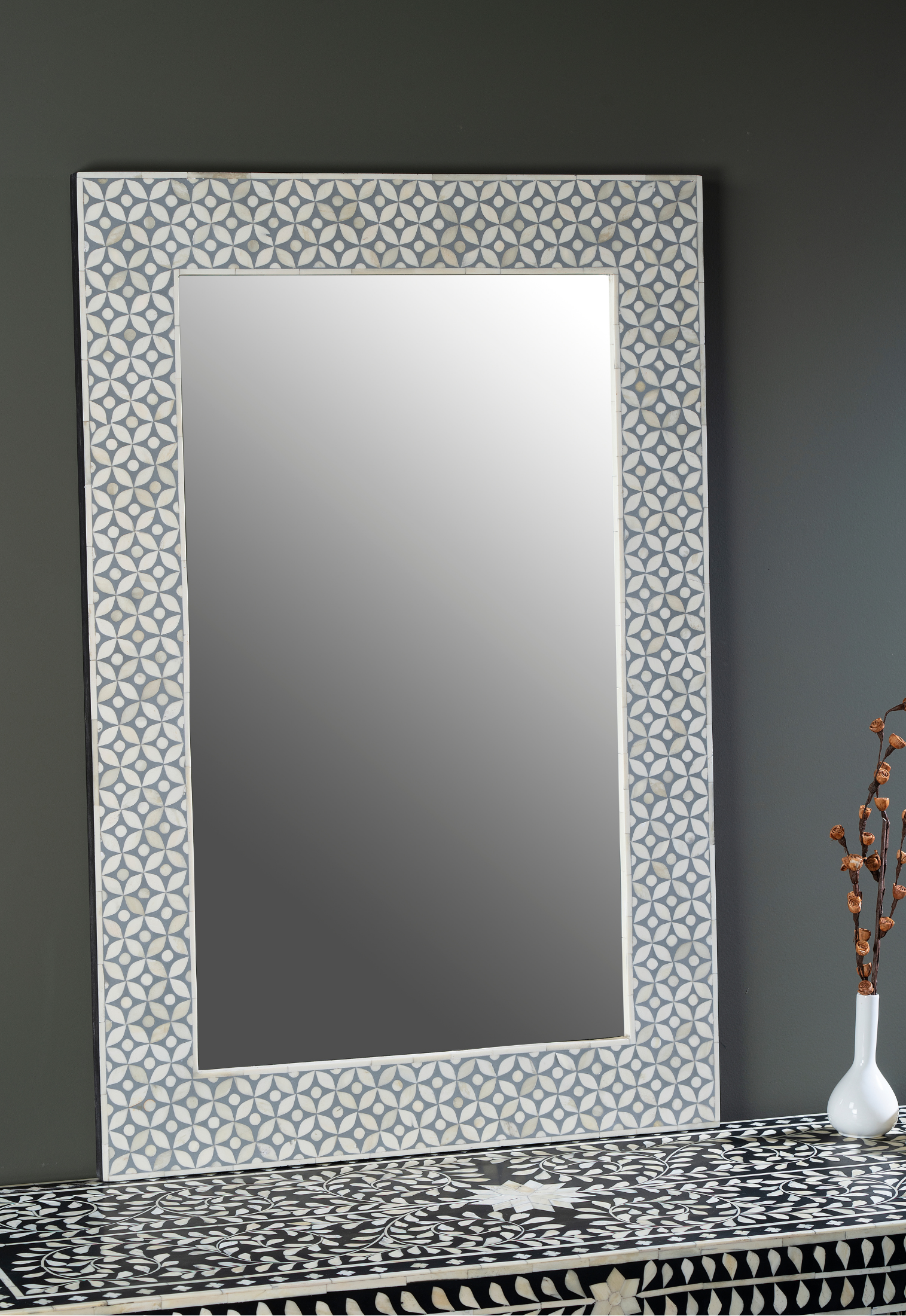 Ivory Tessera Inlay Wall Mirror