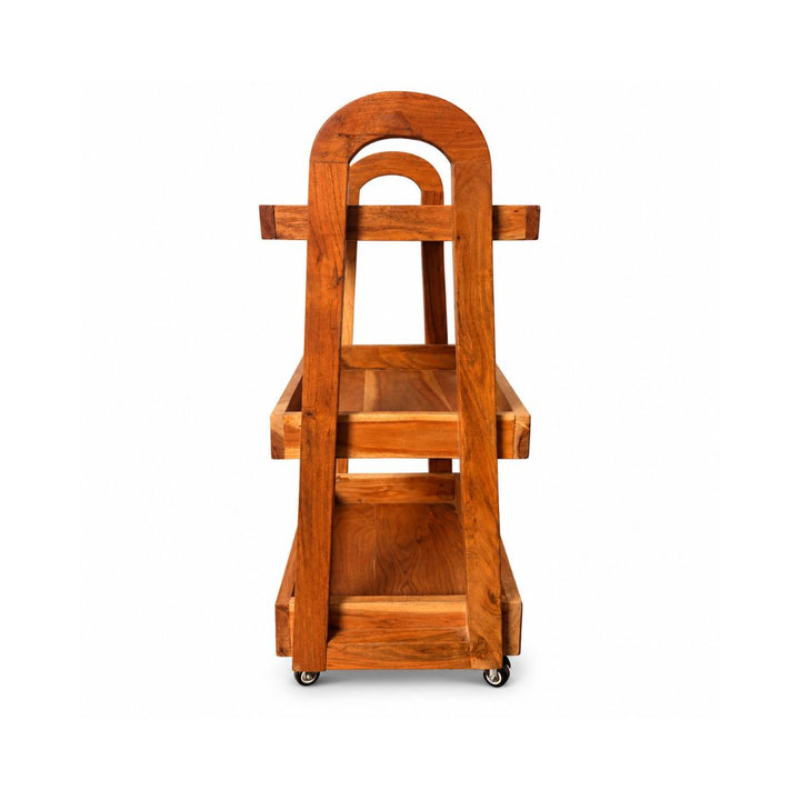 Honeywood Artisan Solid Wood Trolley with Sculpted Handles