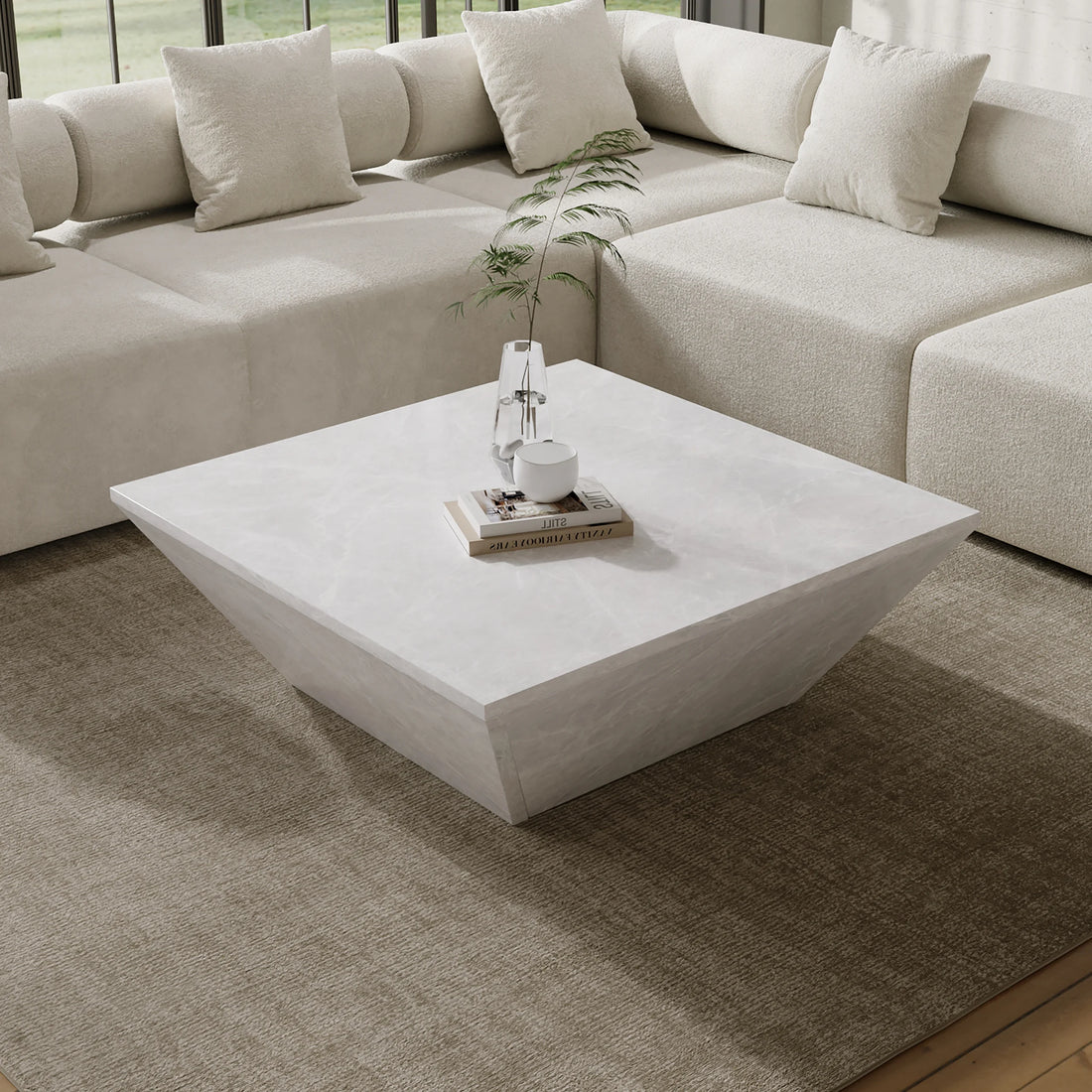 Modern Square Travertine Coffee Table