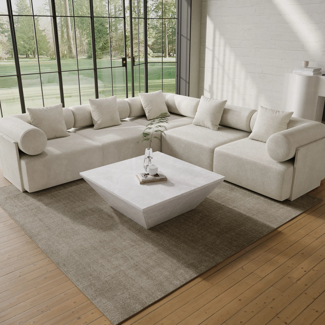 Modern Square Travertine Coffee Table