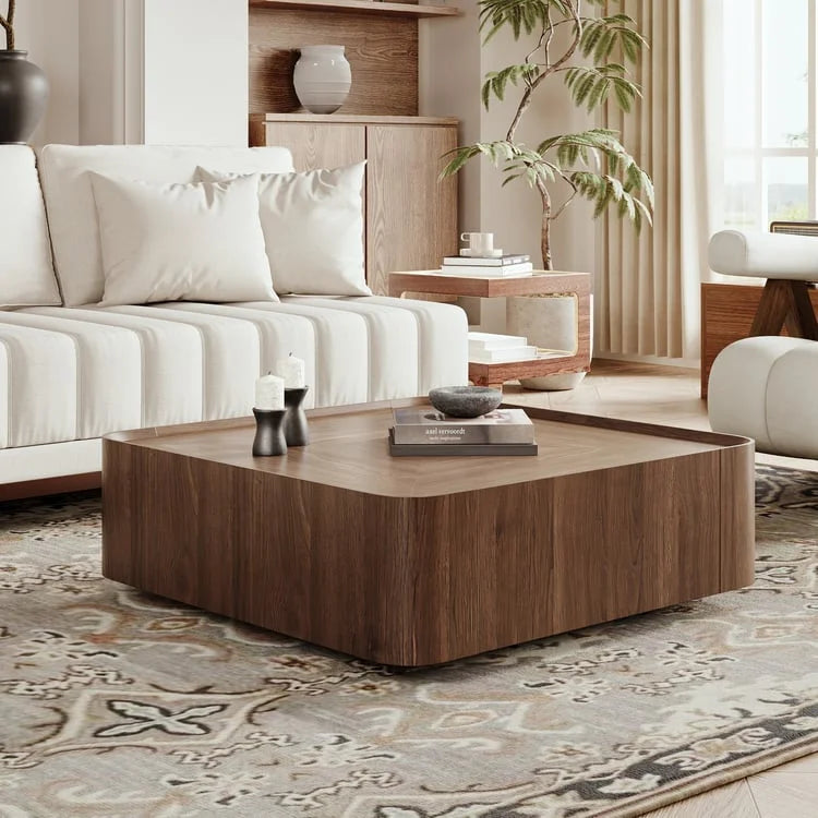 Exclusive Wooden Centre Table with Walnut Veneer & Storage