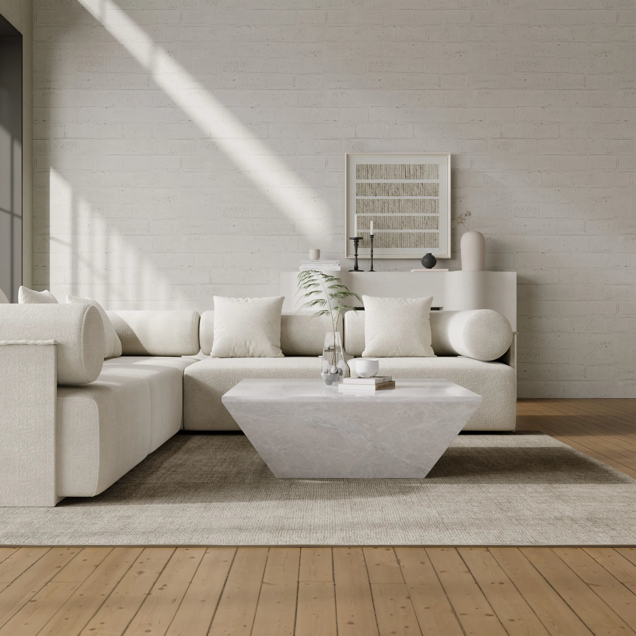 Modern Square Travertine Coffee Table