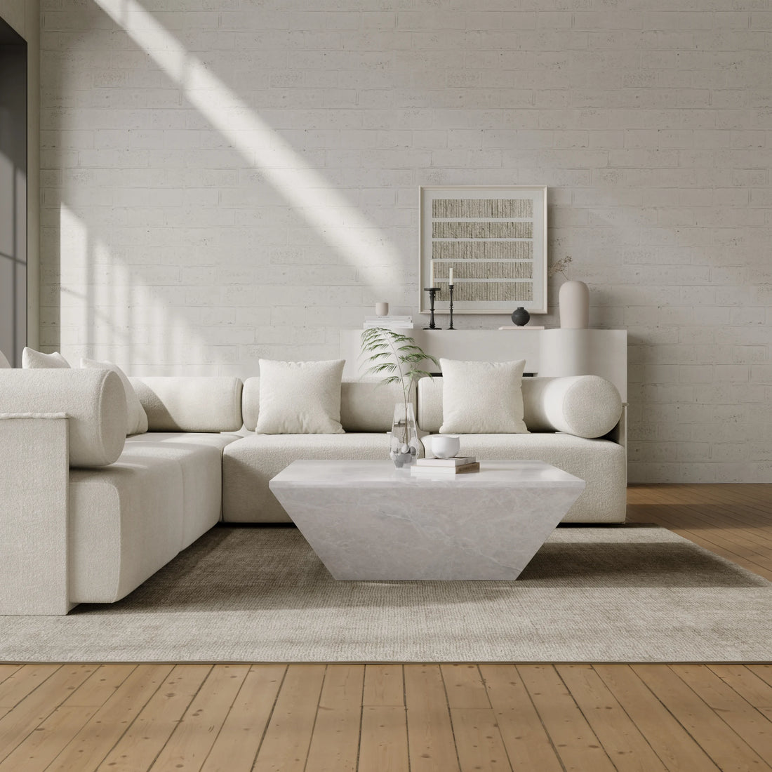 Modern Square Travertine Coffee Table