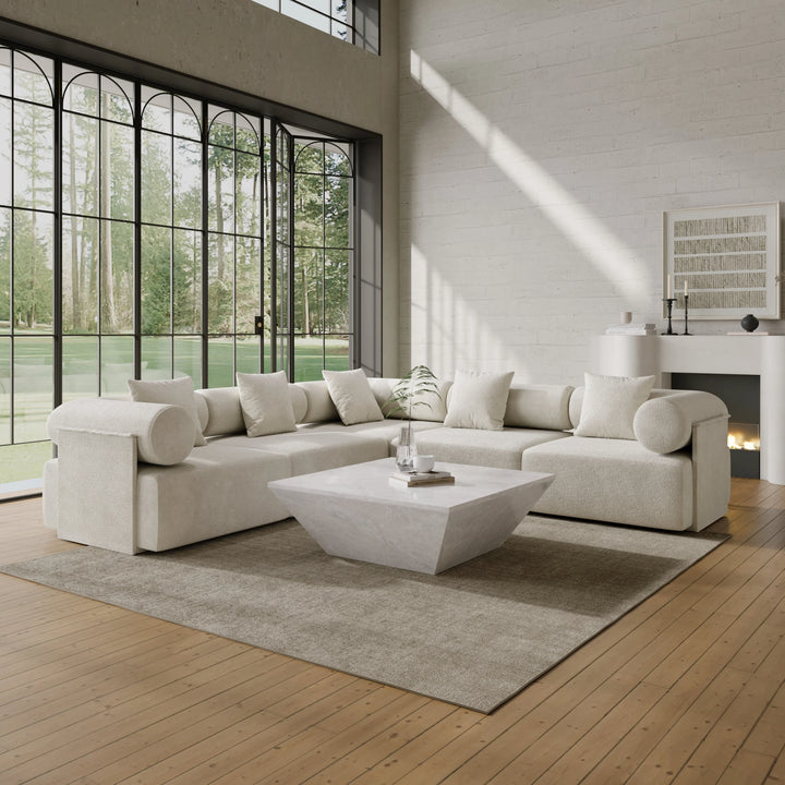 Modern Square Travertine Coffee Table