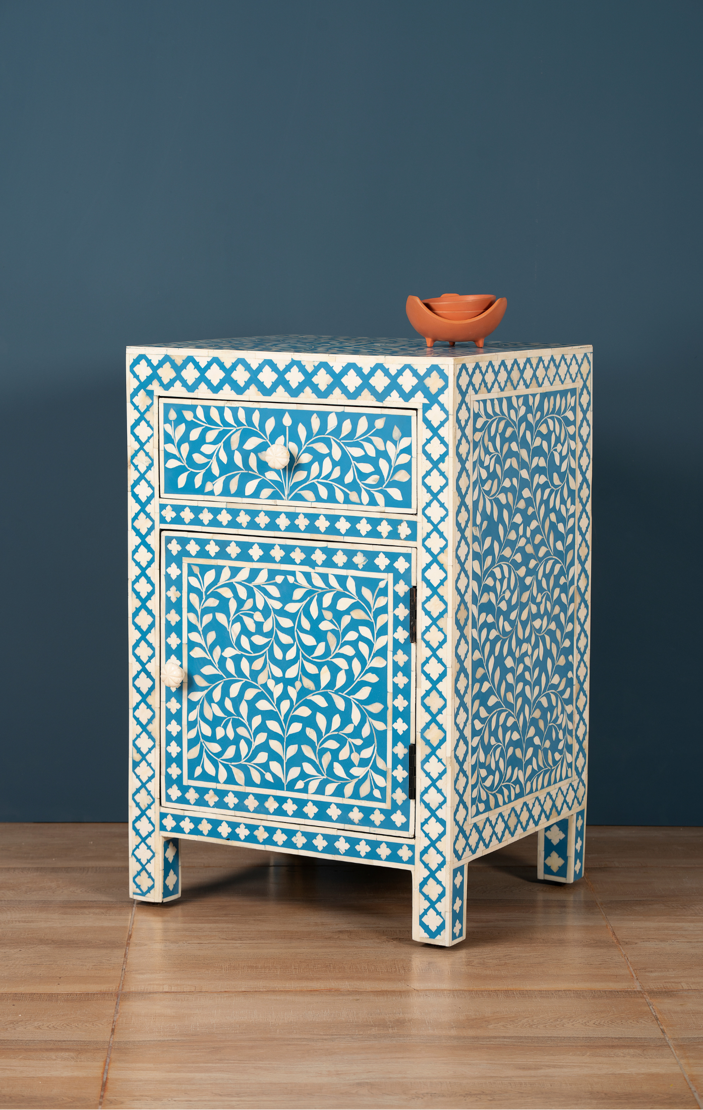 Azure Vine Inlay Bedside Chest