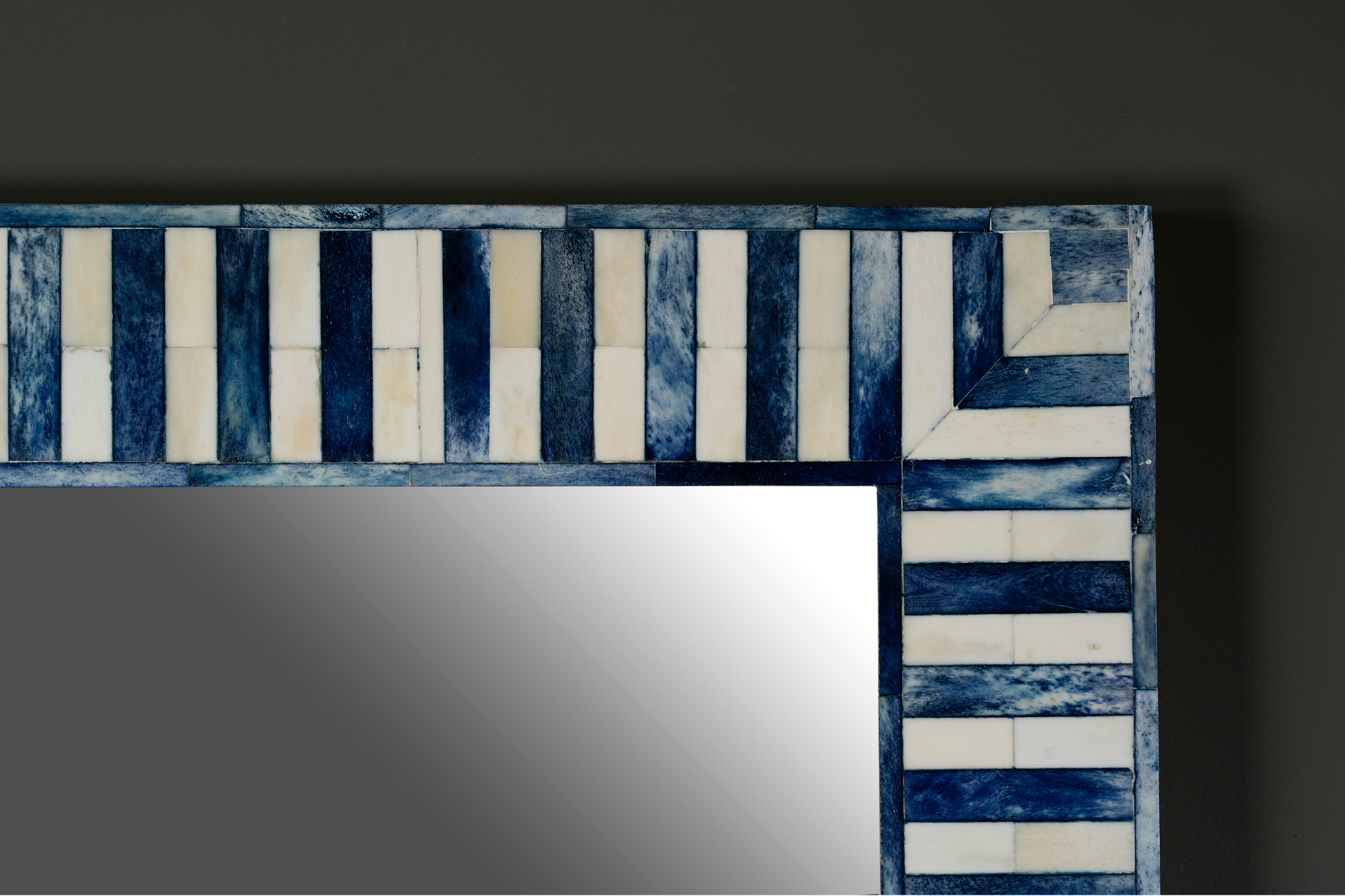 Indigo Stripe Geometry Inlay Wall Mirror
