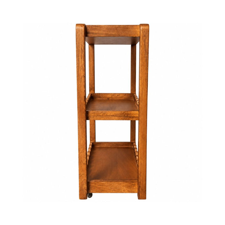 Rustic Aura Handcrafted Solid Wood Decorative Trolley