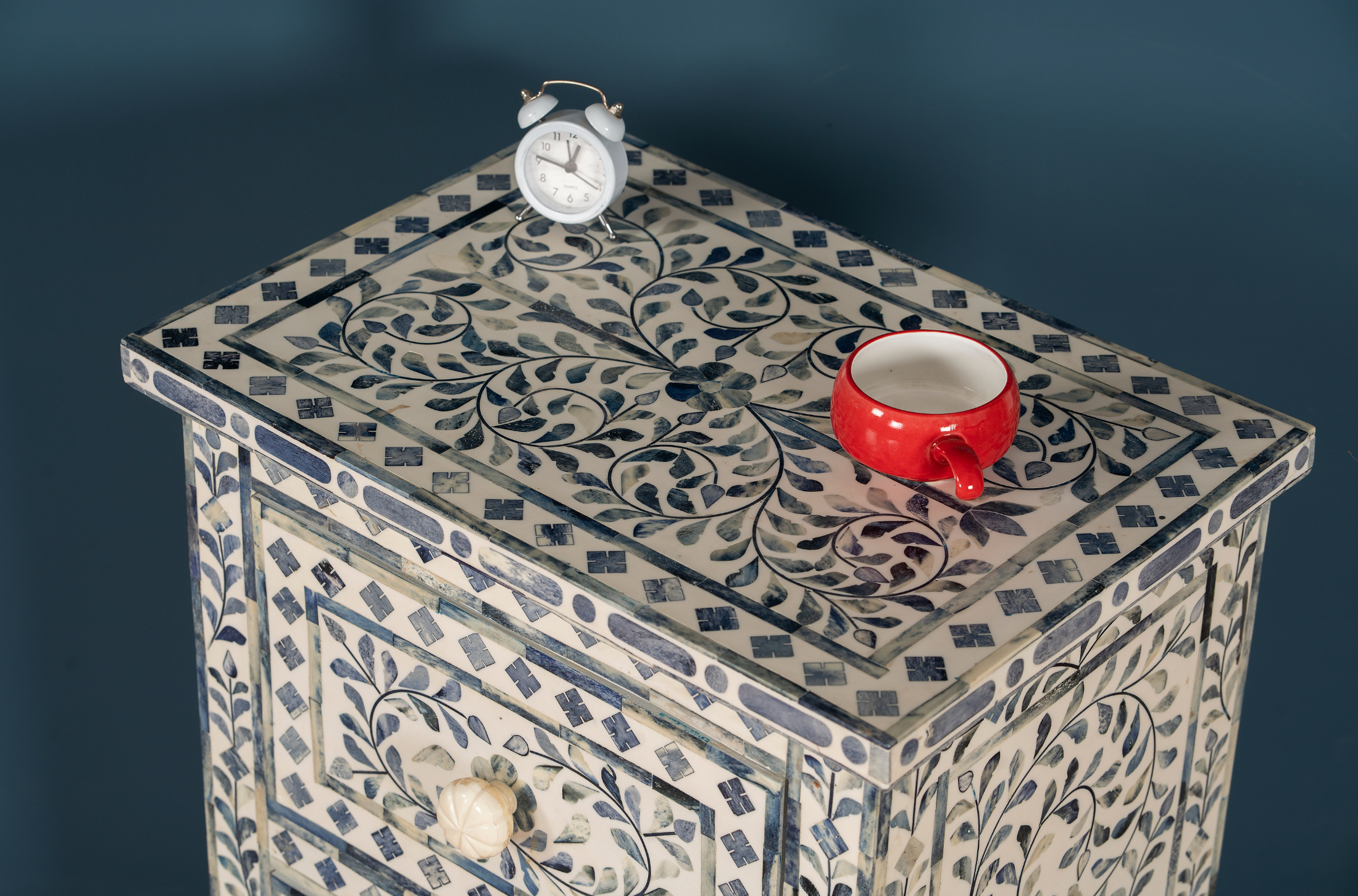 Ivory Petal Inlay Bedside Chest