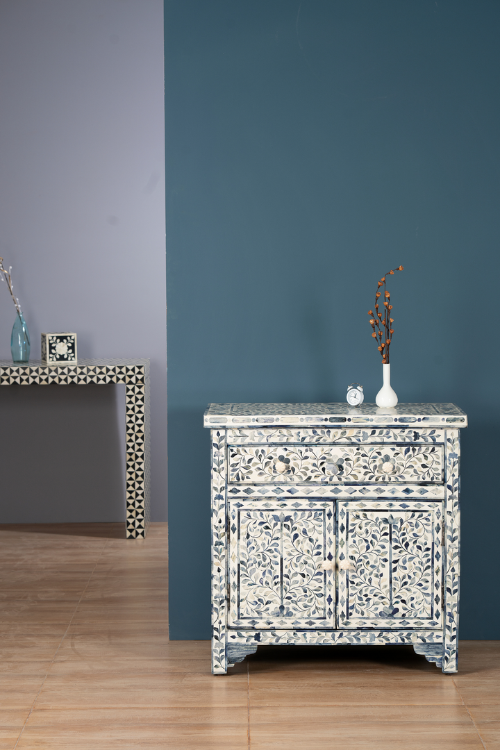 Azure Bloom Inlay Accent Chest